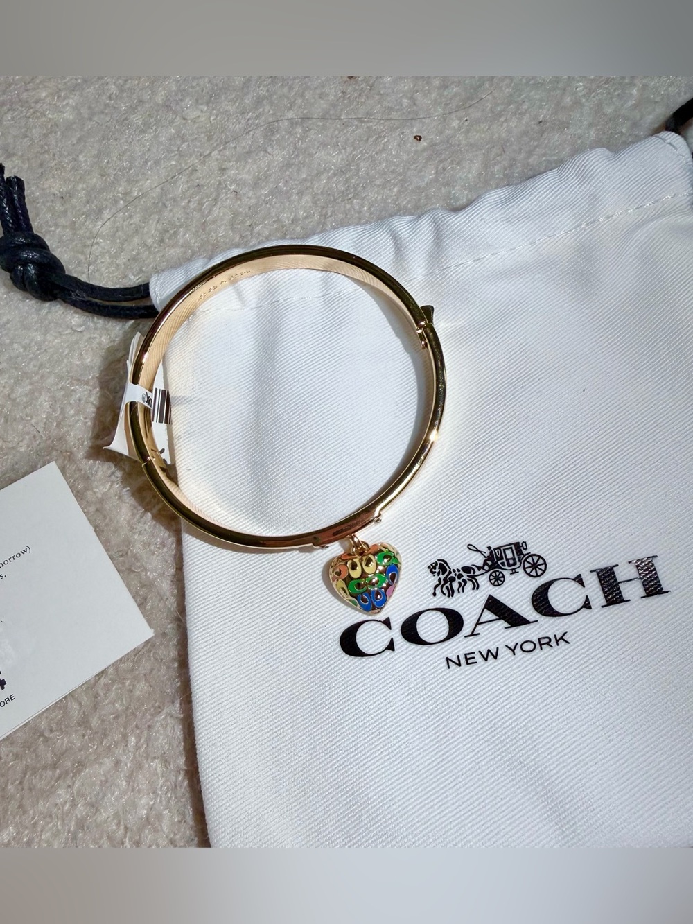 New Rare Coach Rainbow Heart Charm Bracelet